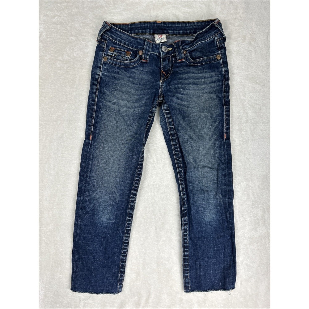 Women's True Religion Kate Jeans Cropped Capri Size 26 Made In USA Y2K Low Rise
